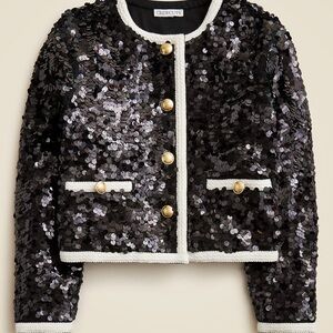 J. Crew Black Sequin Blazer with Gold Accents